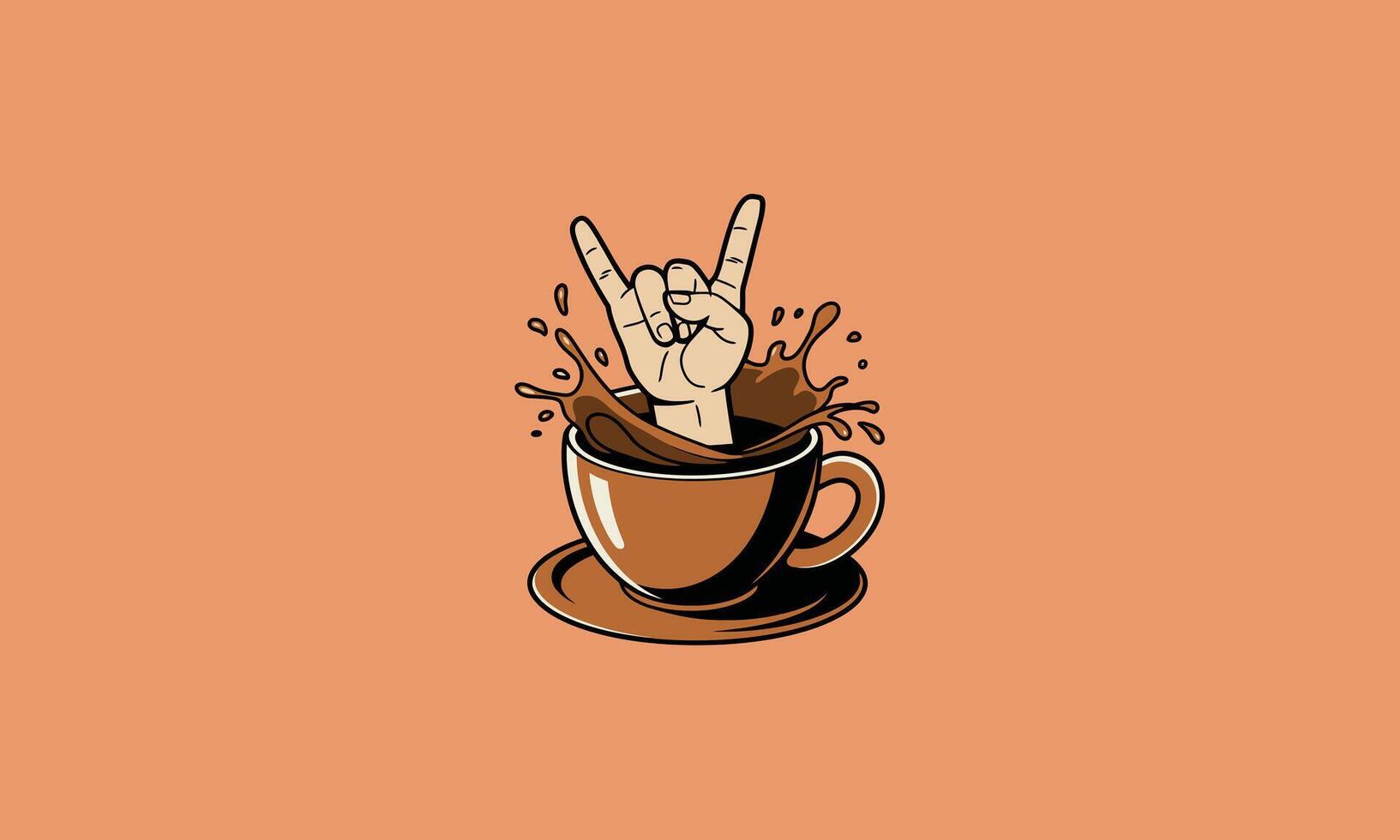 white coffee cup filled where a hand from the coffee vector