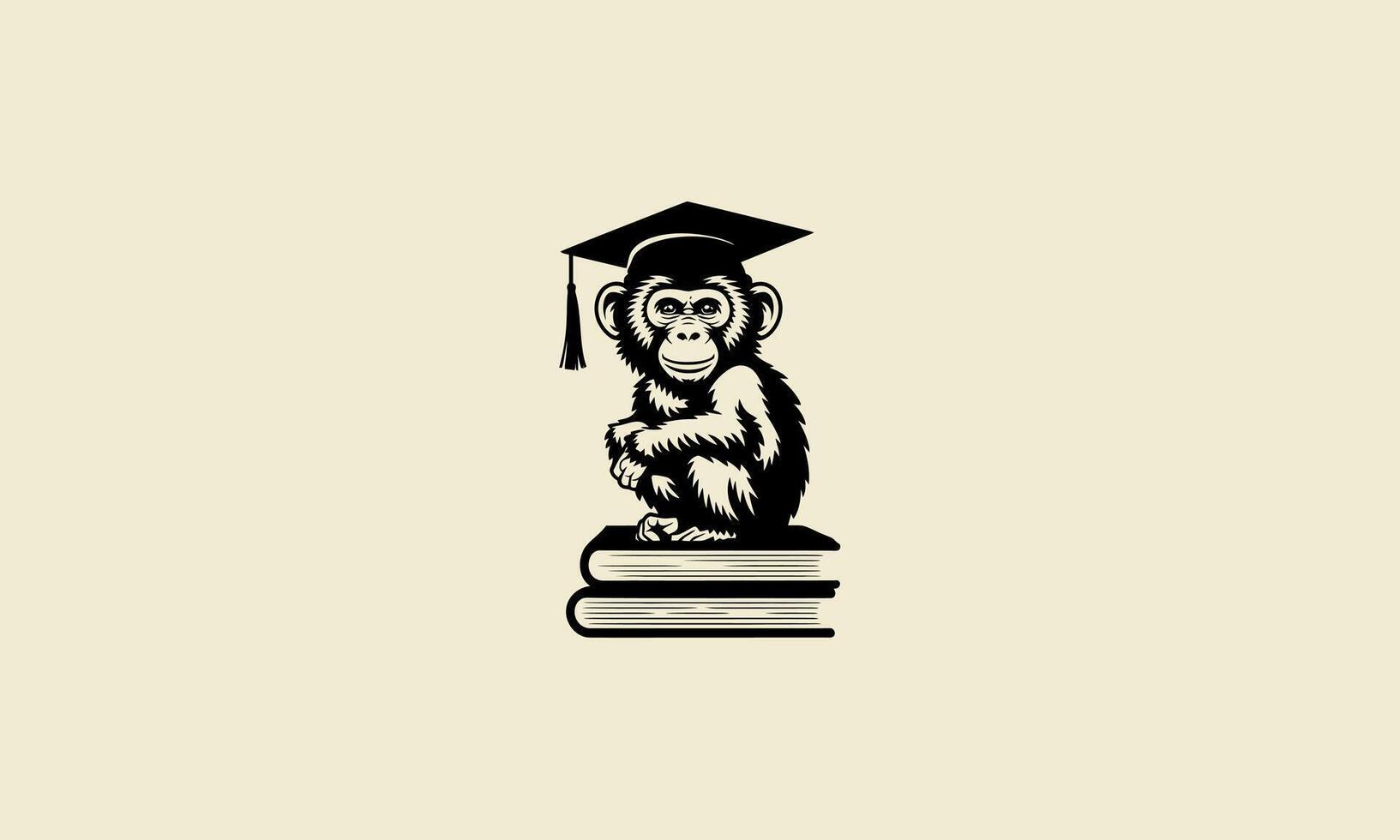 logo design template of a monkey wearing hat graduation flat design vector