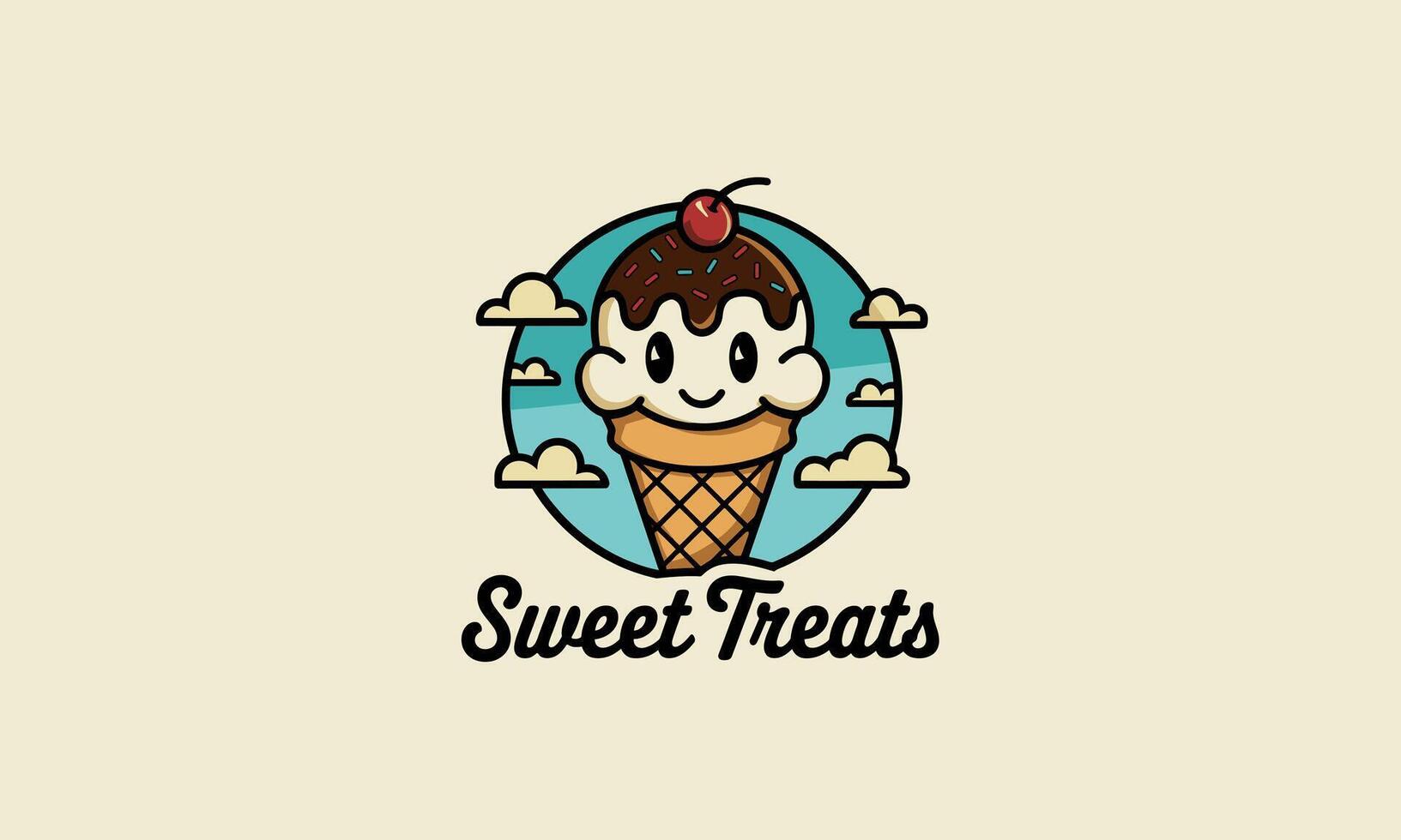 logo design template of ice cream illustration flat design vector