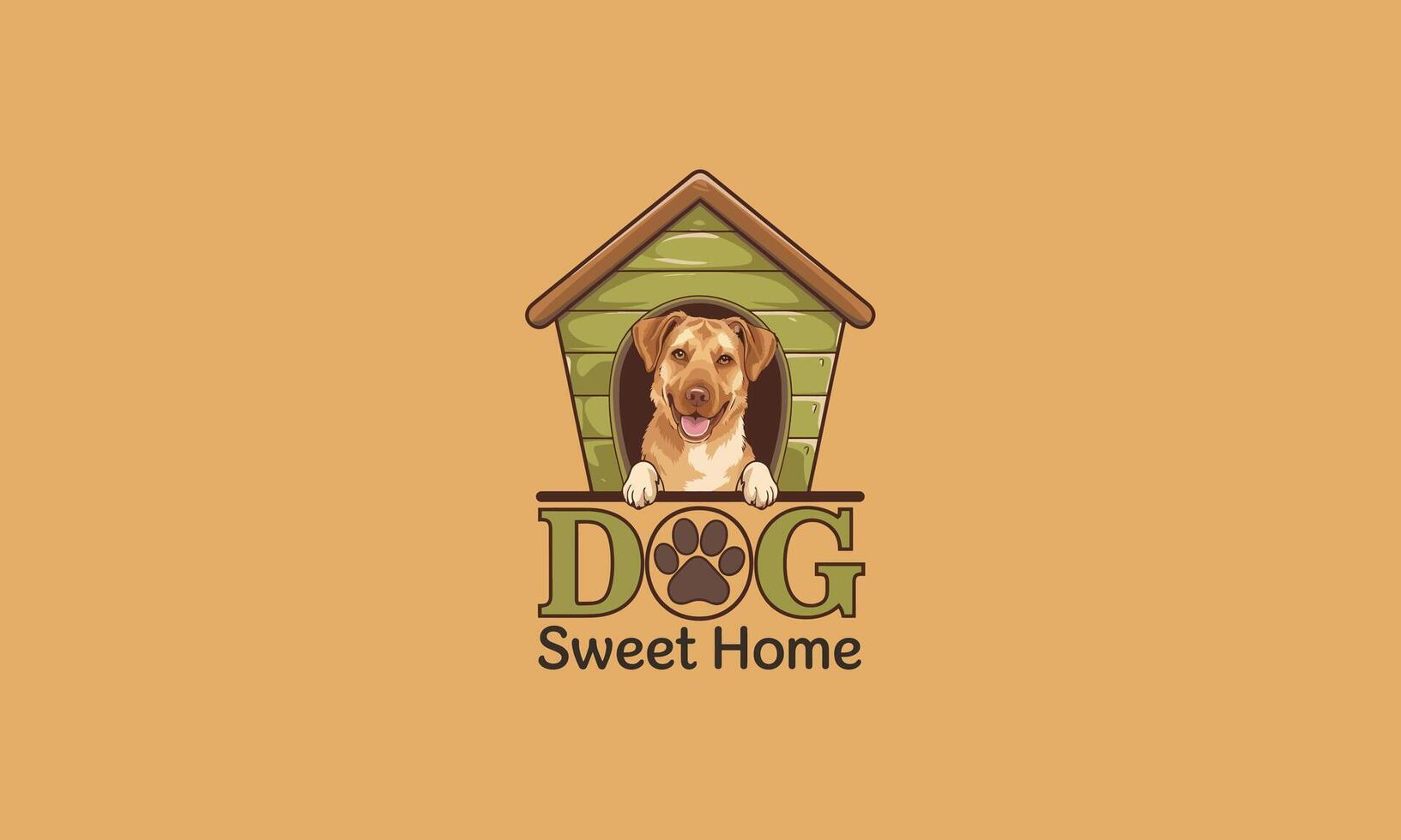 happy dog in a doghouse with the Dog Sweet Home vector