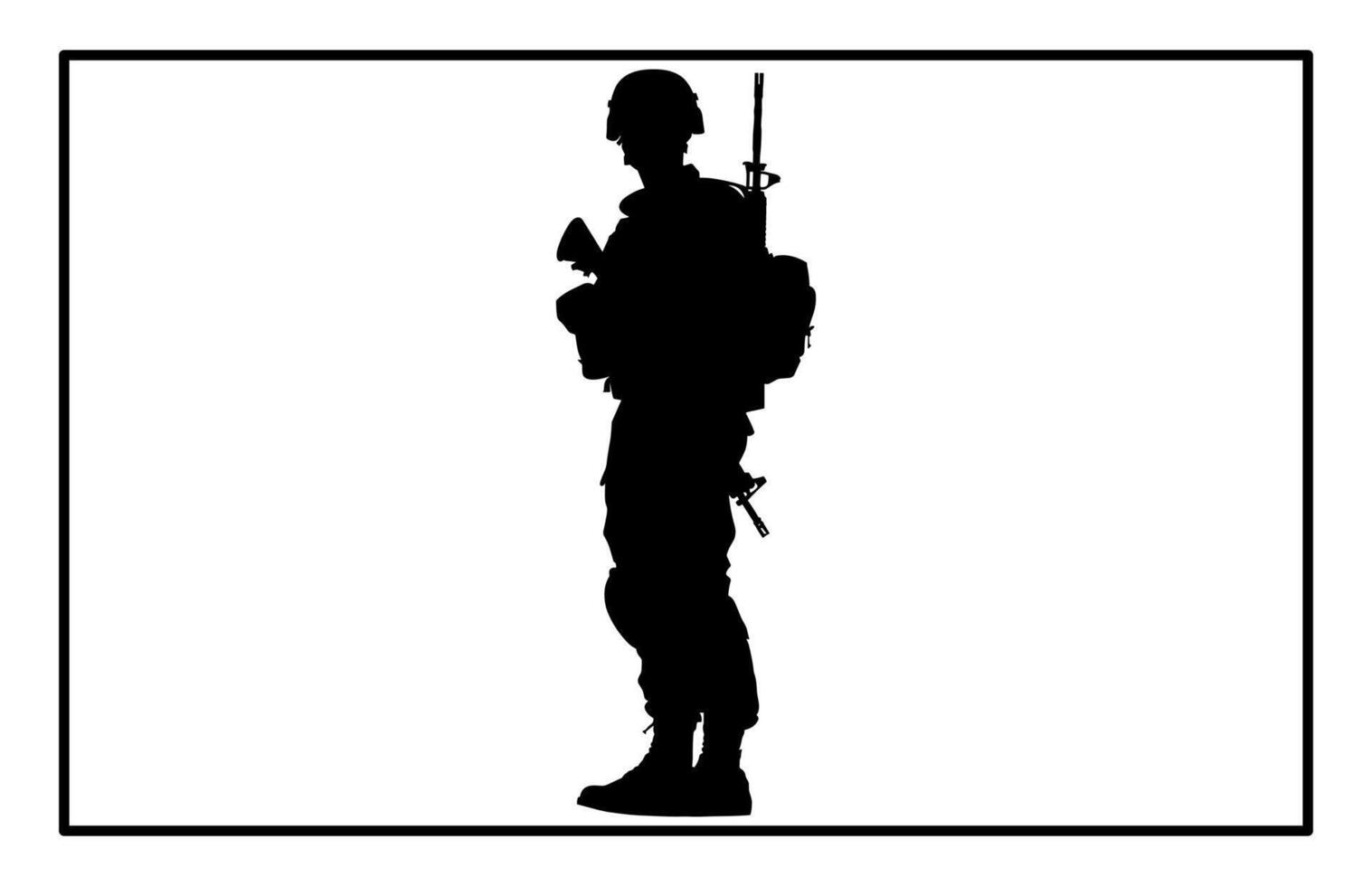 Soldier and Army Force Silhouettes, Army soldiers with gun silhouette vector