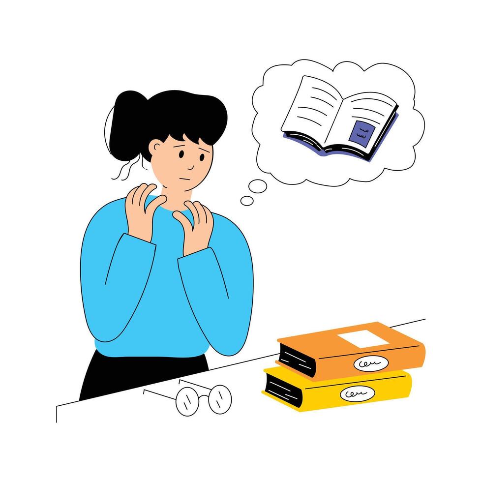 Student daydreaming about studying or reading books vector