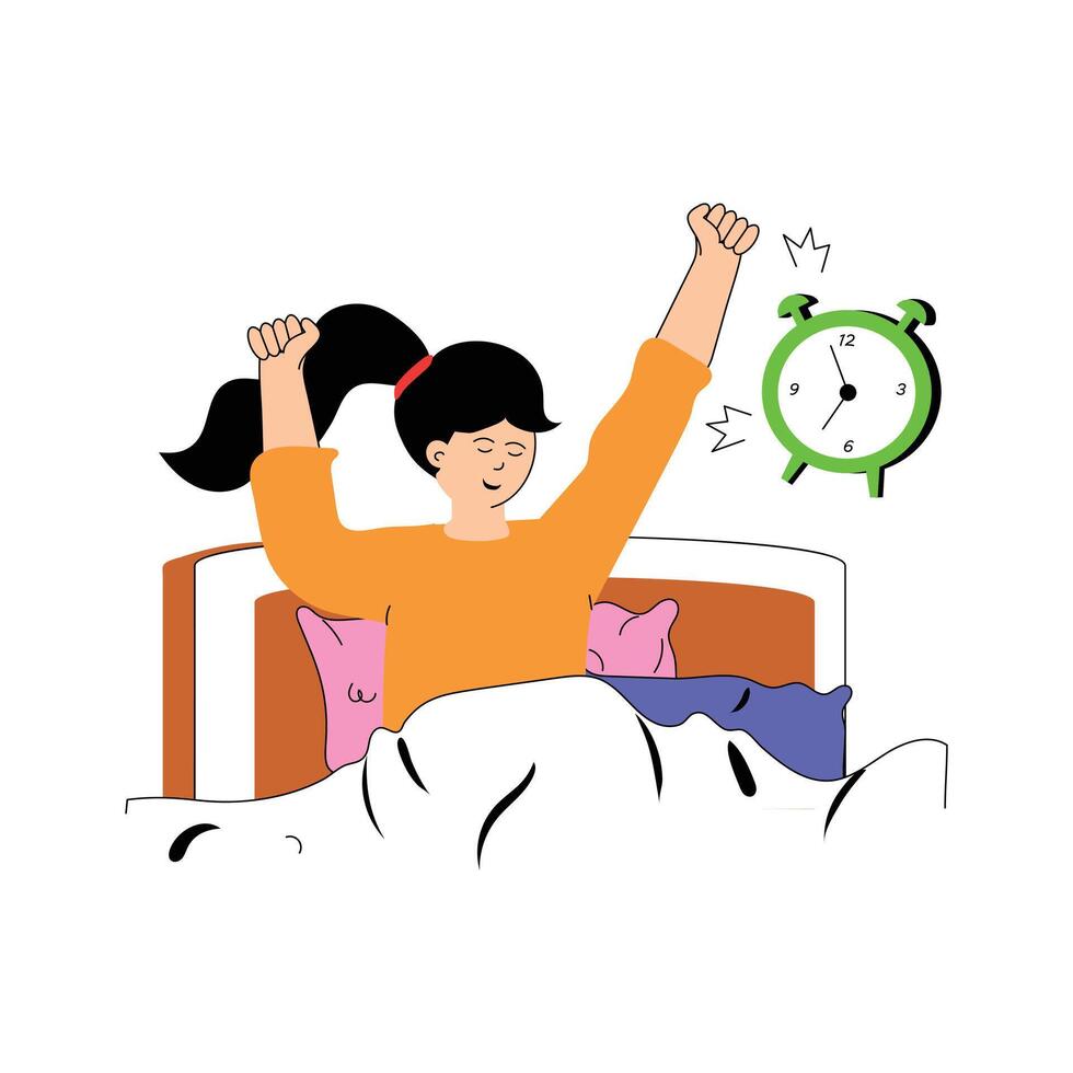 A student waking up in the morning, ready for school vector