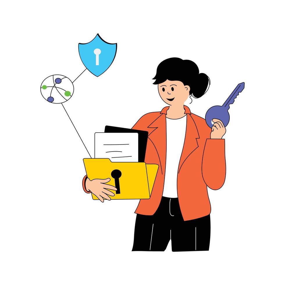 Private data flat illustration in modern design style vector
