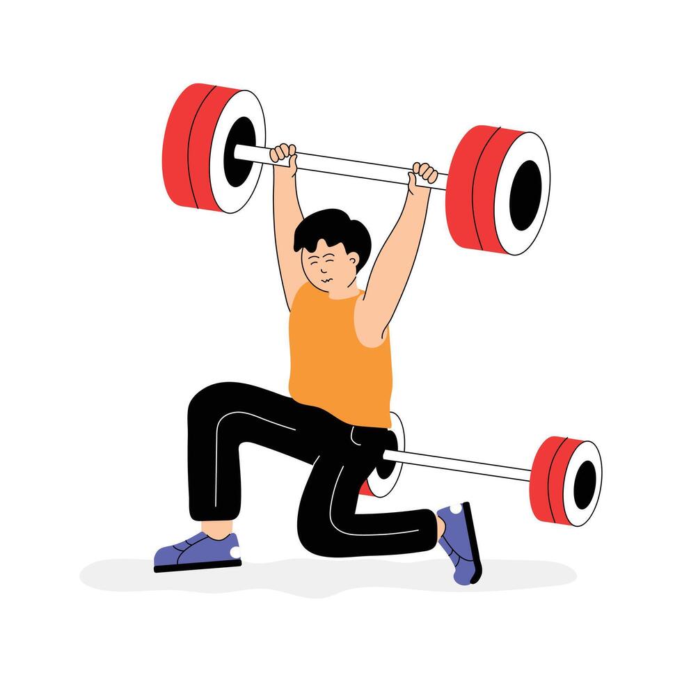 Character based flat illustration of weightlifting vector