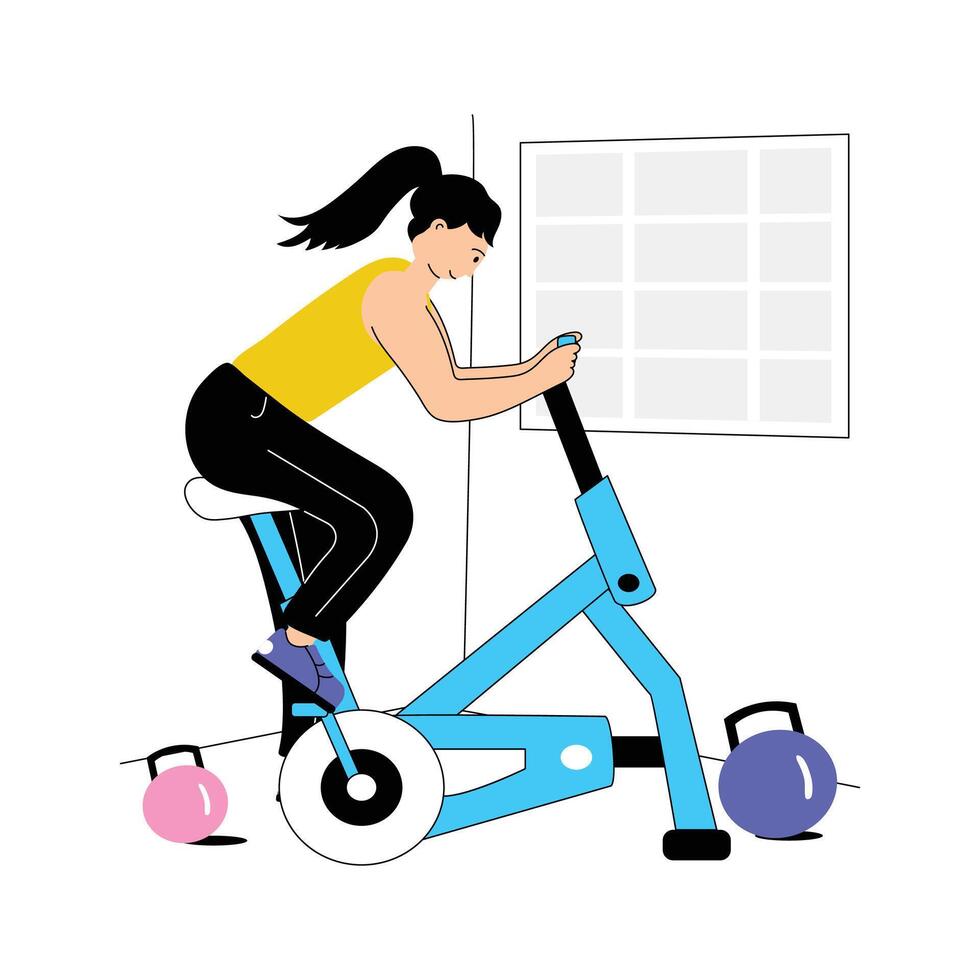 Flat illustration of cycling exercise in modern style vector