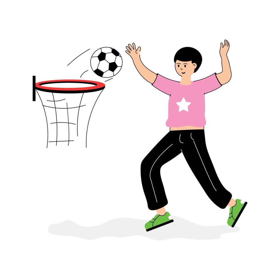 A student celebrating after scoring a goal in a sport, playing at school vector