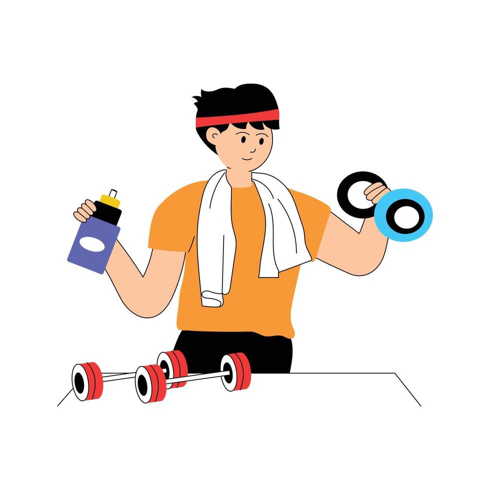 Fitness trainer flat illustration in modern design style vector