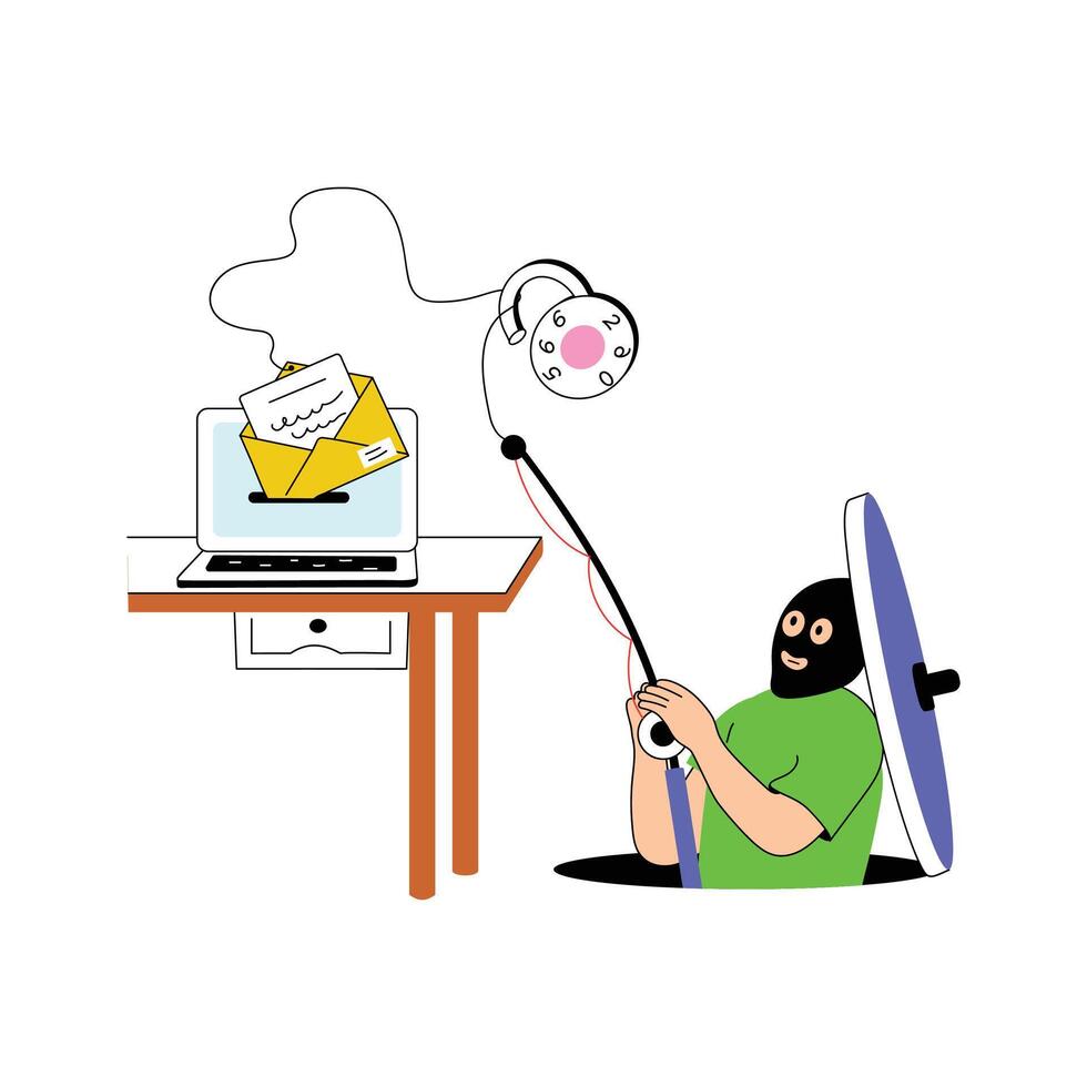 Trendy flat illustration of data phishing in editable design vector