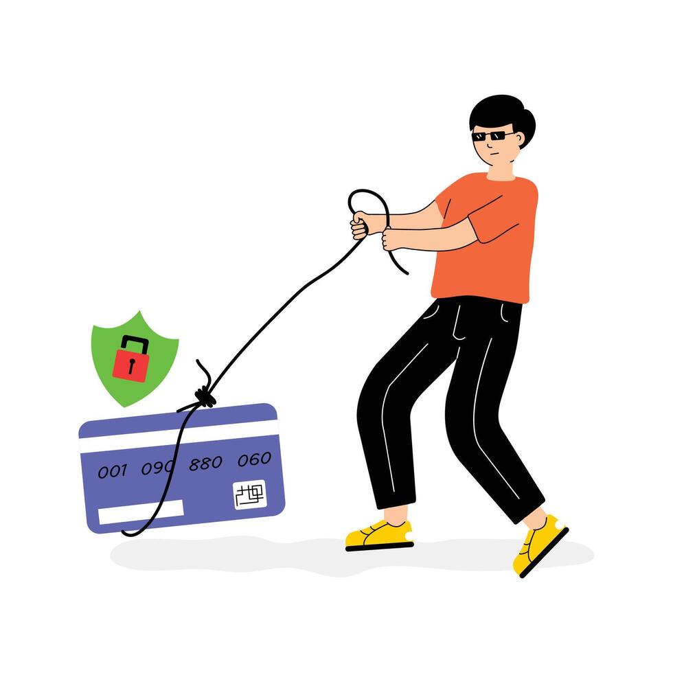 Creatively crafted card hacker flat illustration vector