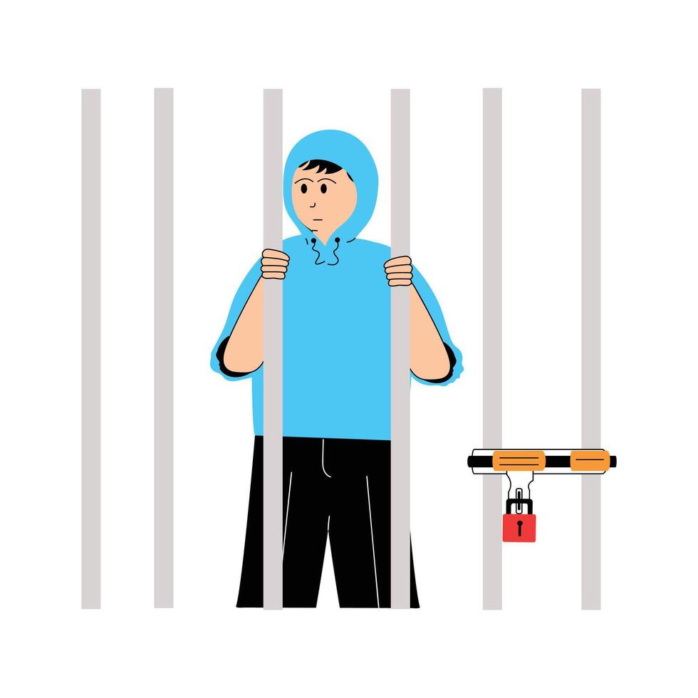 Captivating flat illustration of criminal in modern style vector