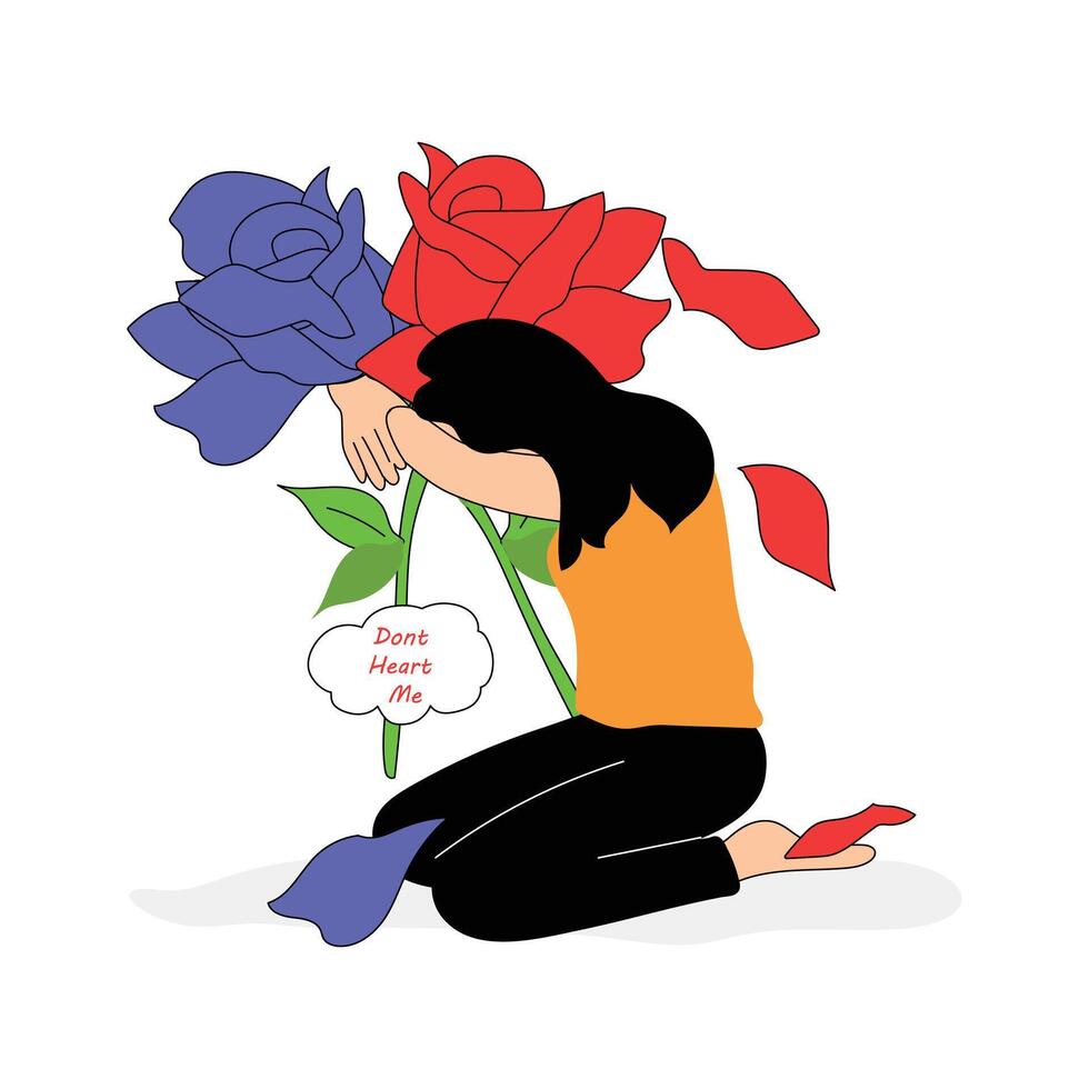 Feeling hurt flat character illustration in modern style vector