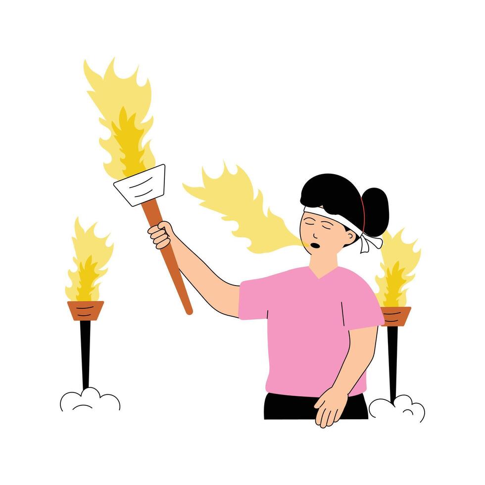 Athlete holding the olympic torch, symbolizes the start of the olympic games vector