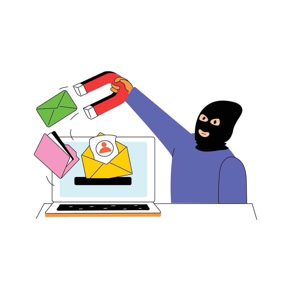 Get your hands on this amazing flat illustration of data hacker vector