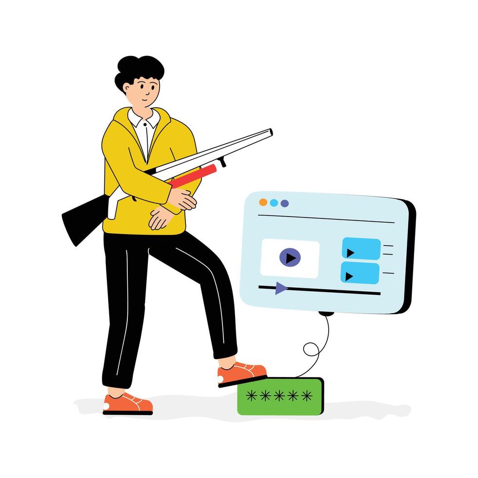 Website protection from cyber threats, website security flat illustration vector