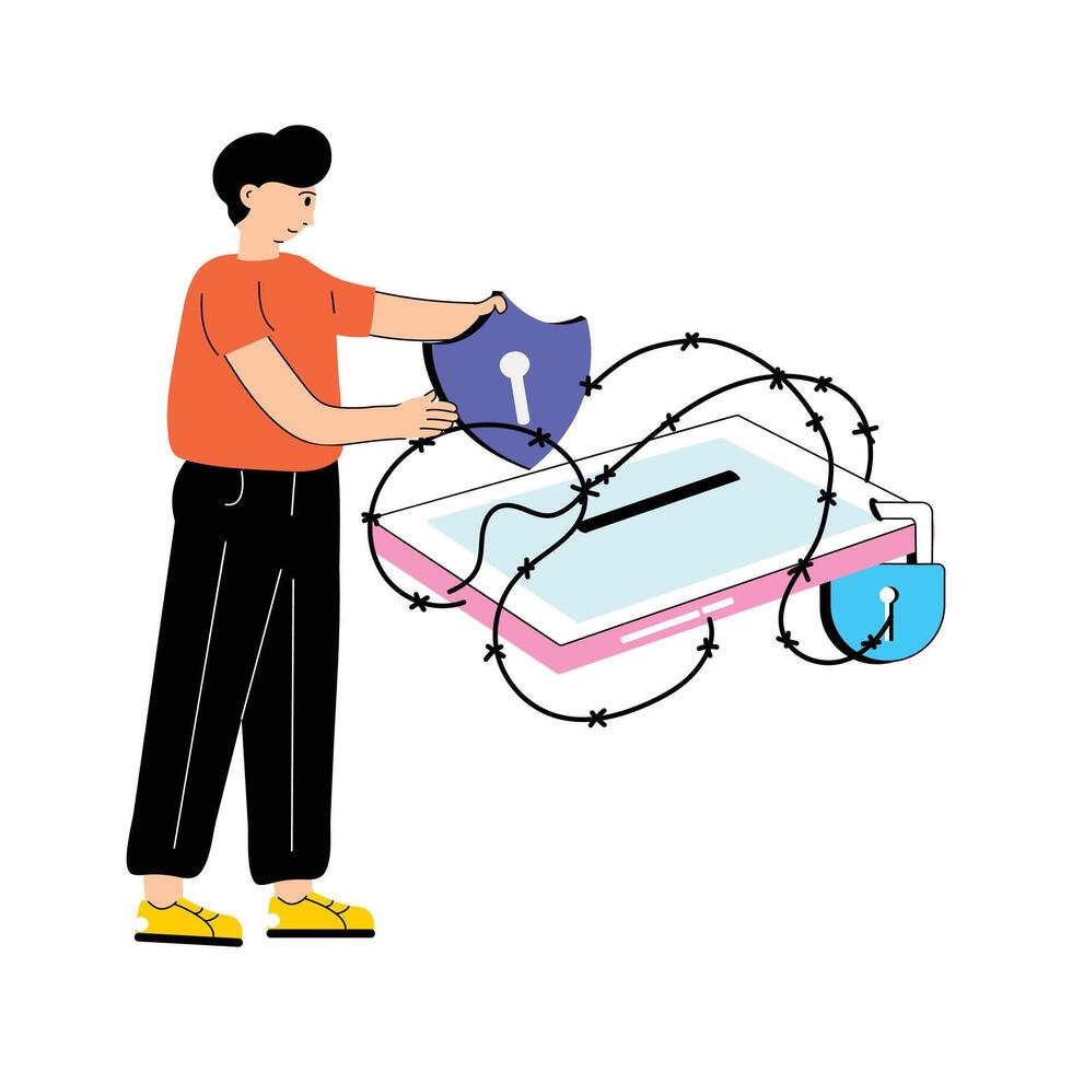 Mobile protection flat illustration, ready to use vector
