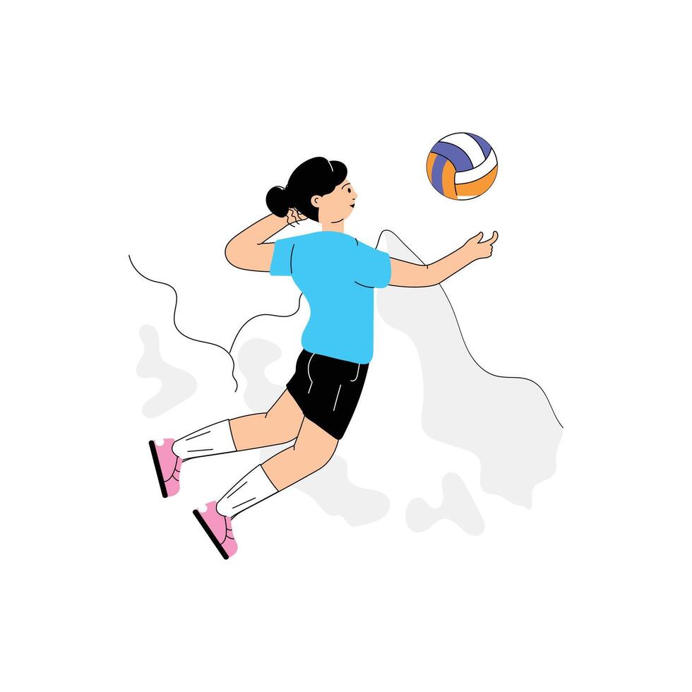 Captivating flat illustration of volleyball player vector