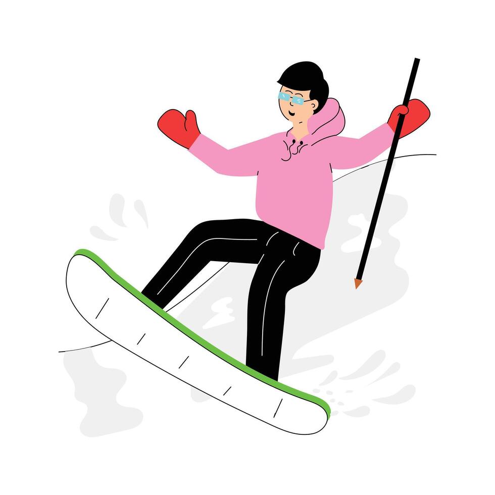 A skier racing downhill, well designed alpine skiing illustration vector
