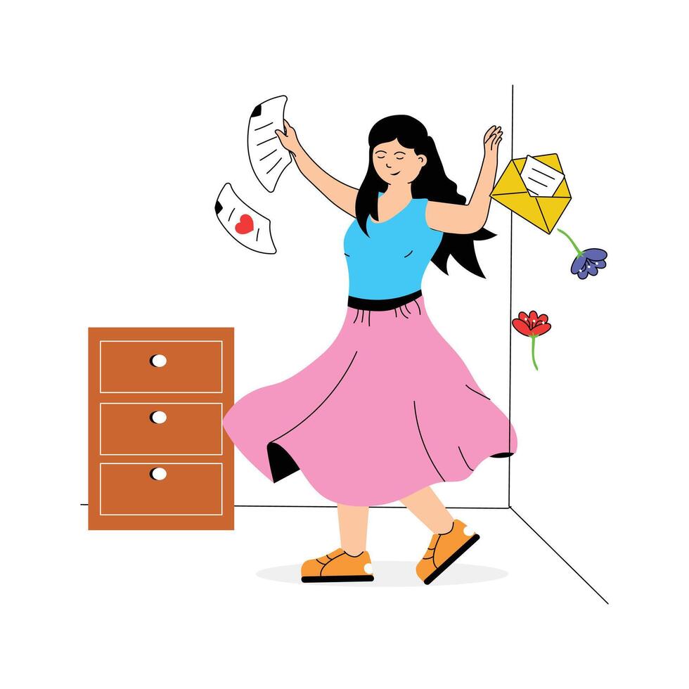 Celebrating love by writing and sharing a heartfelt letter of affection vector