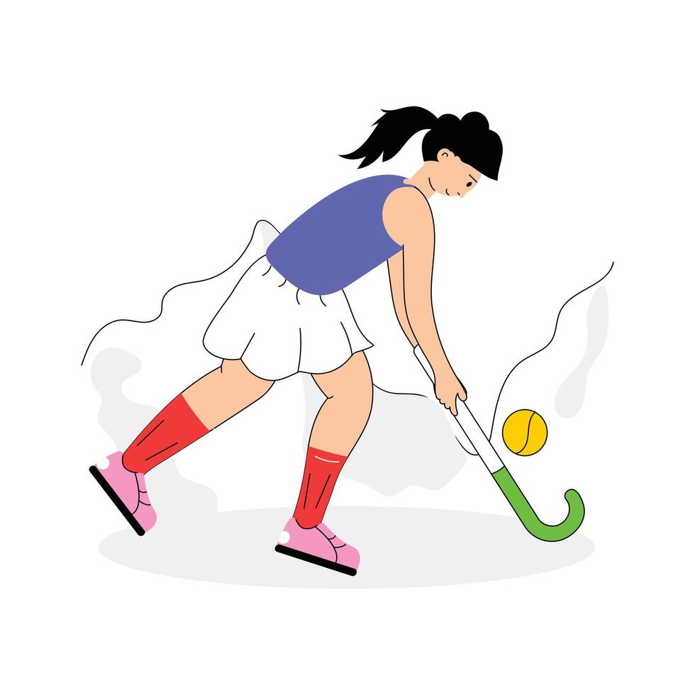 Modern illustration of hockey player, hockey player dribbling the ball vector