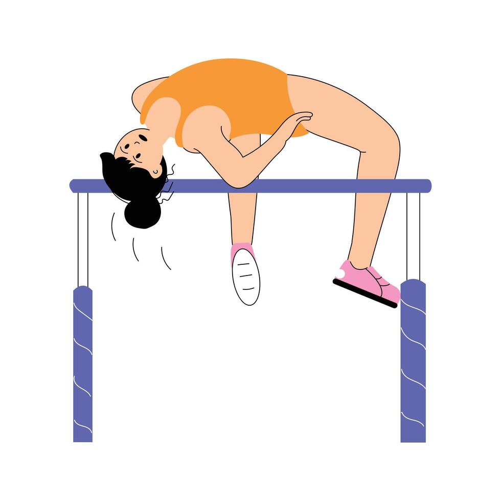 high jump competition, high jump flat illustration vector