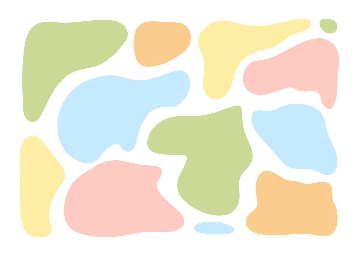 Liquid color blob shapes, organic random forms, pastel fluid silhouette, simple smooth ink stain. Flat design elements. illustration vector