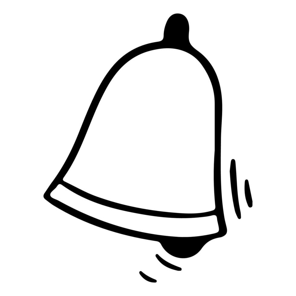 Doodle notification bell, alert danger information sign set. Scribble hand drawn doodle exclamation point, stop warning sign. vector