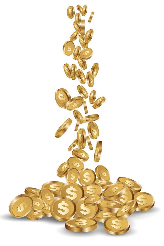 a sprinkle of gold coins falling from top to bottom vector