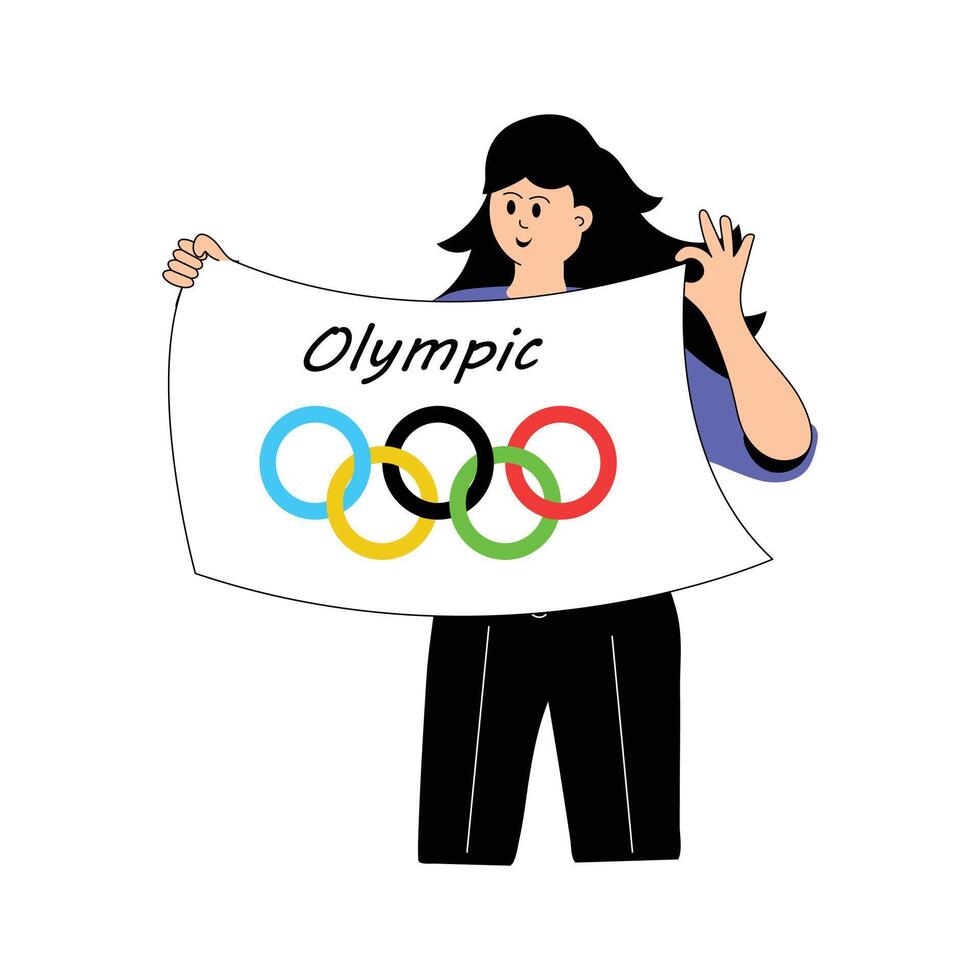 An athlete proudly holding the Olympic flag, ready to use illustration vector