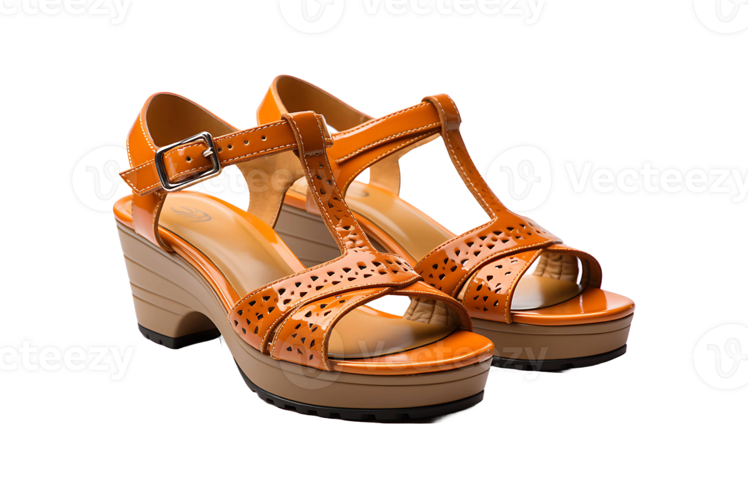 Ladies Rexine Sandals isolated on transparent background. png