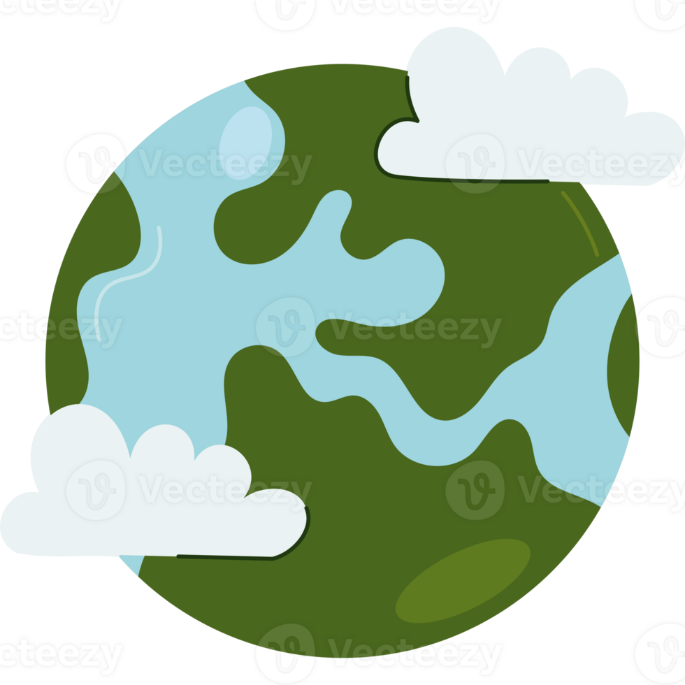 Earth globe with clouds and water png