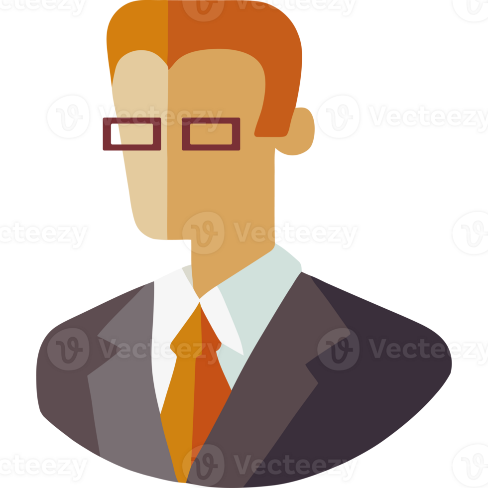 A man in a suit and tie with glasses png