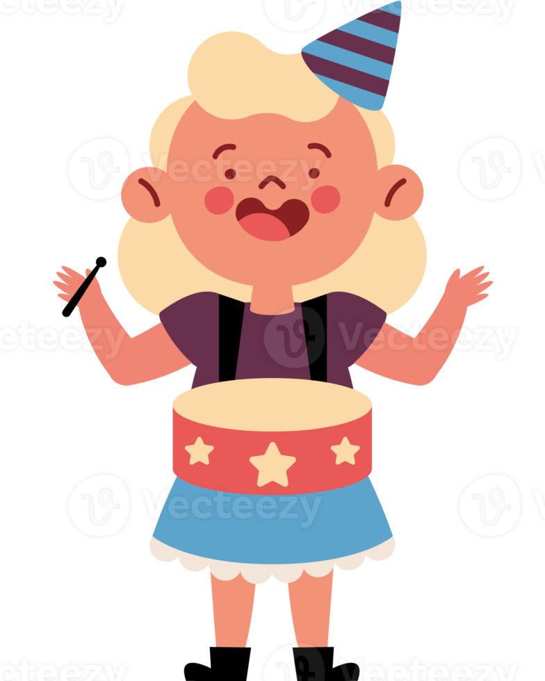 A cartoon girl with a birthday hat and a star on her head png