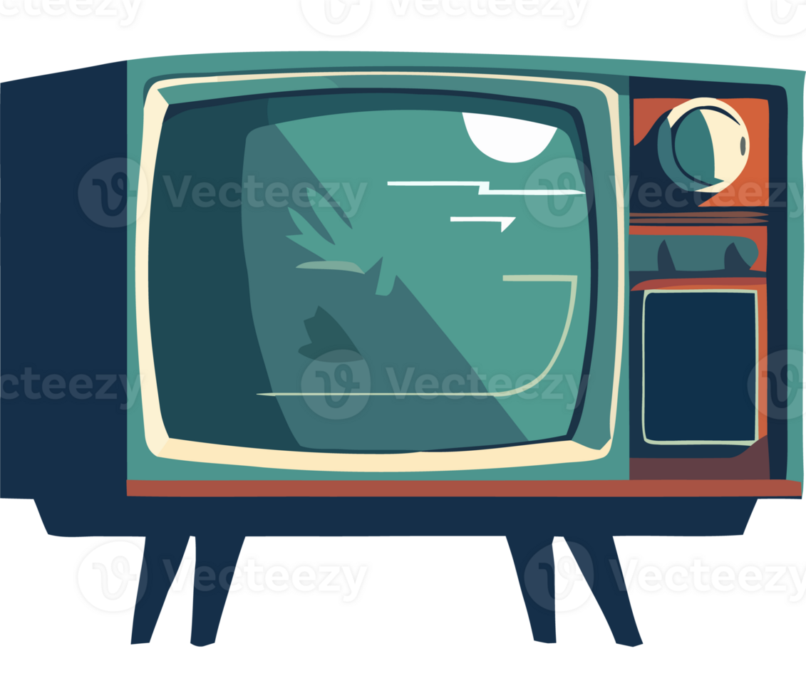 An old television with a bird on it png