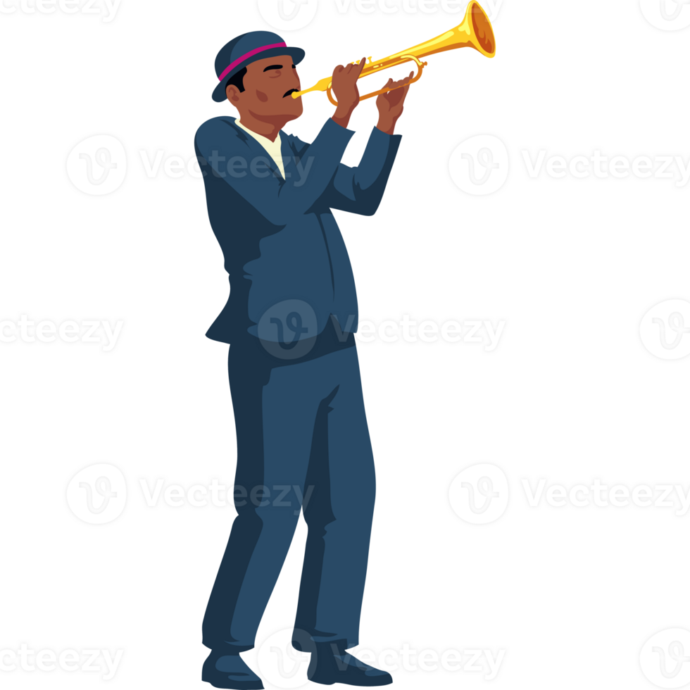 A man in a suit plays a trumpet png