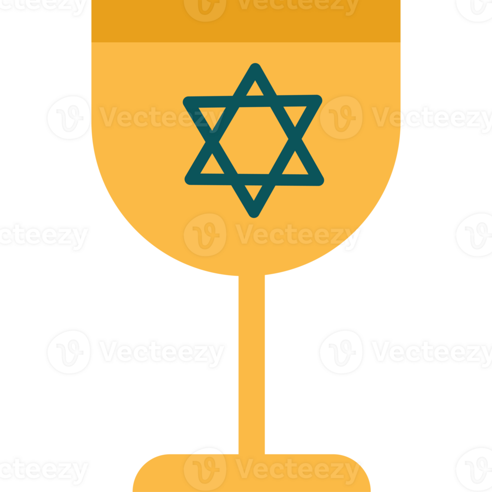 A wine glass with a star of david on it png