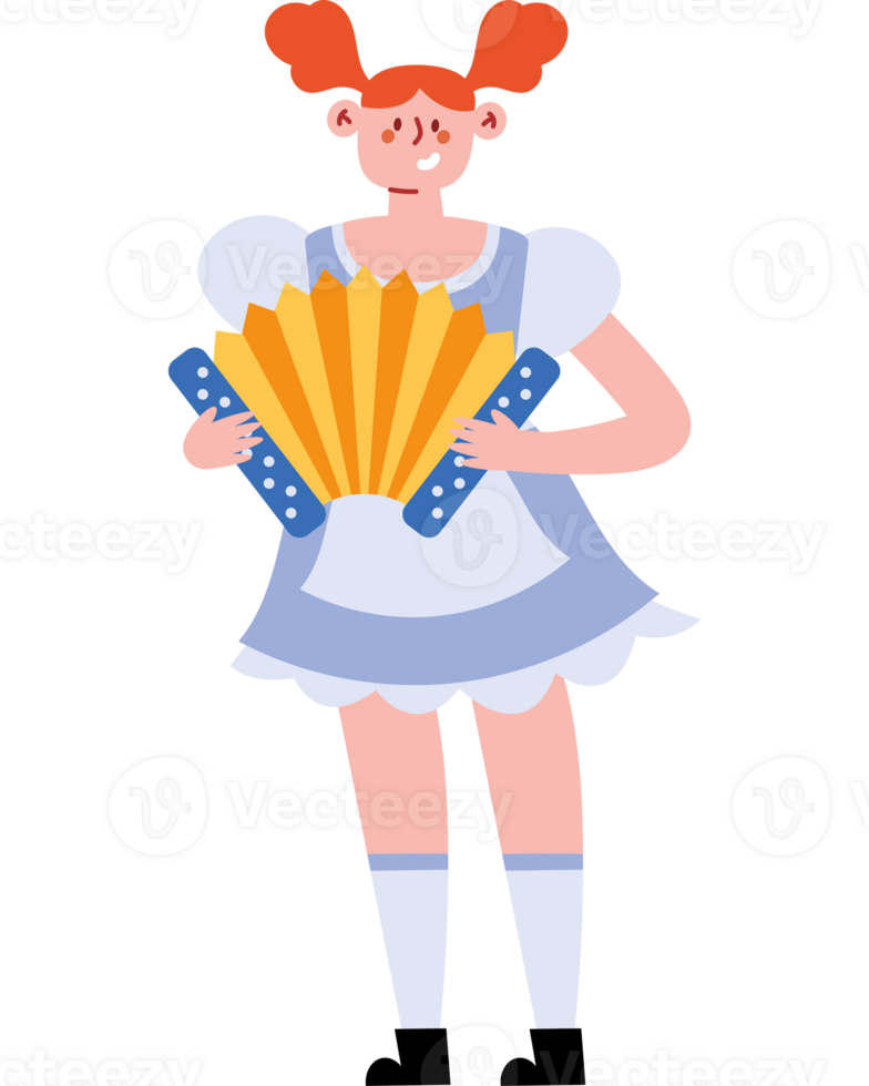 A girl playing the accordion png