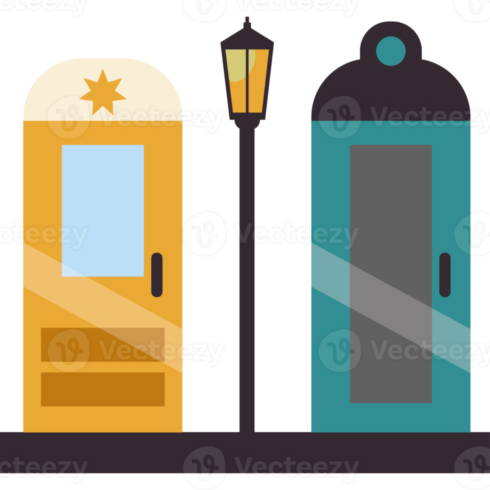 Two doors with a light on top of them png