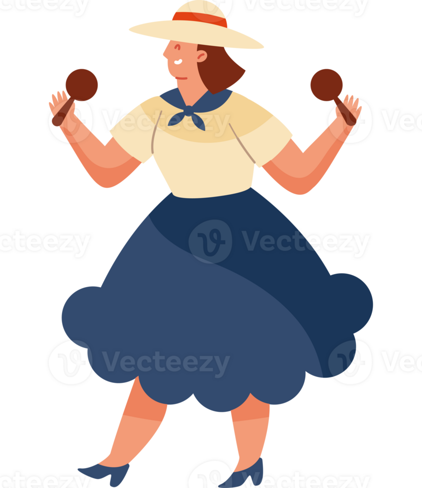 A woman in a hat and dress holding a ball png
