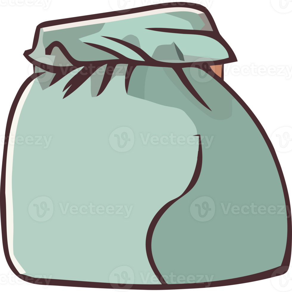 A green bag with a zipper on it png