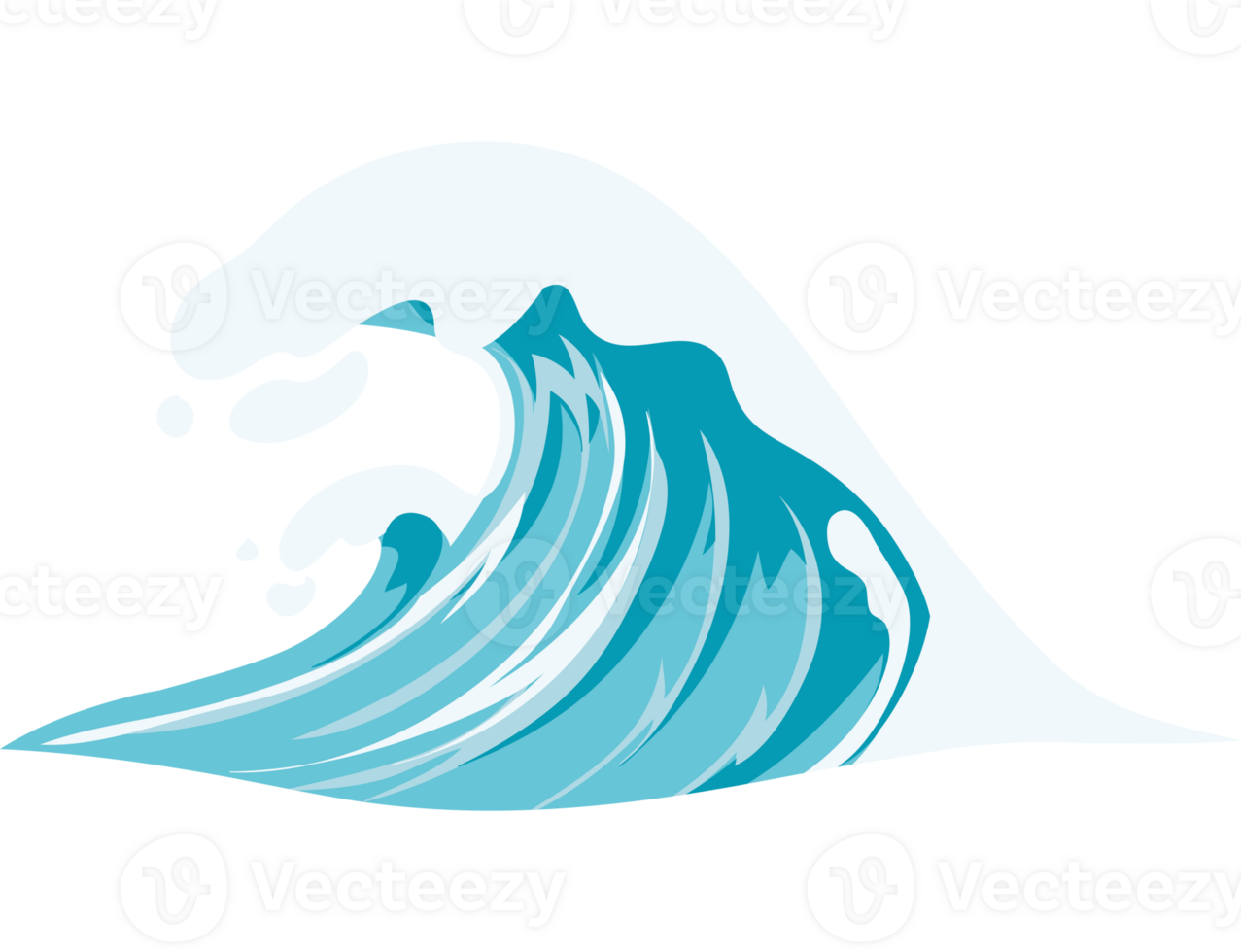A wave crashing into the ocean with a blue background png