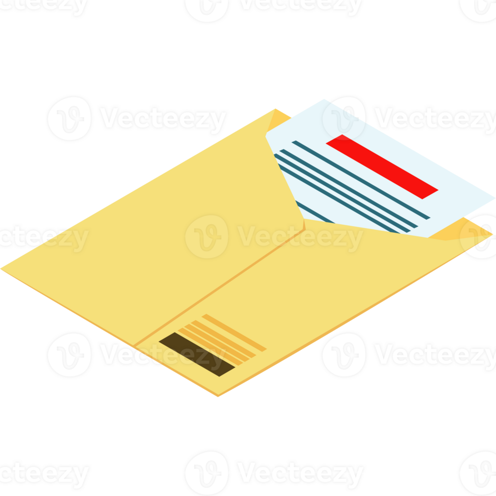An open envelope with a red stamp on it png