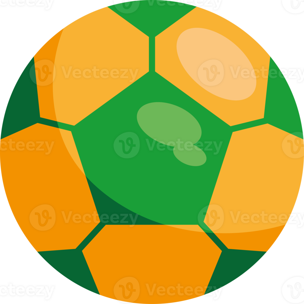 A soccer ball with a green and orange color png