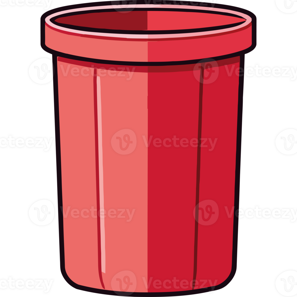 A red trash can with a lid png