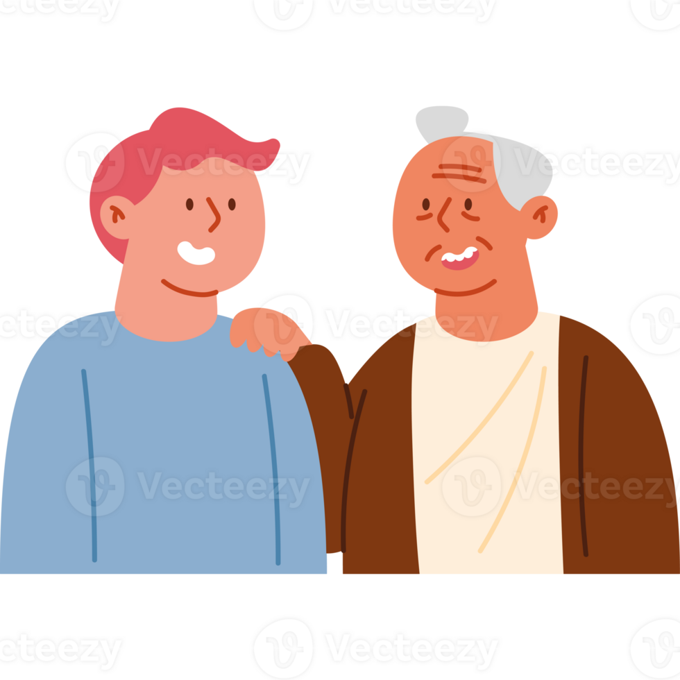 Two men are smiling and standing next to each other png