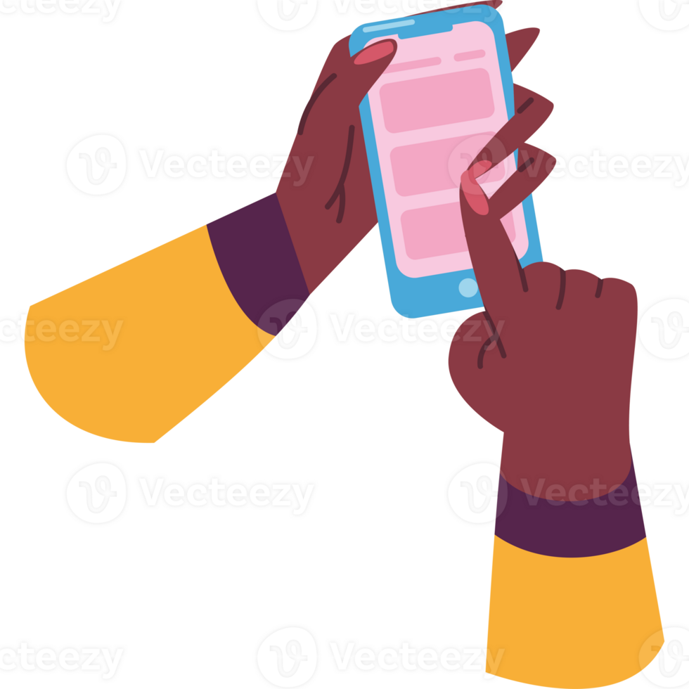 A person holding a smartphone with a screen on it png