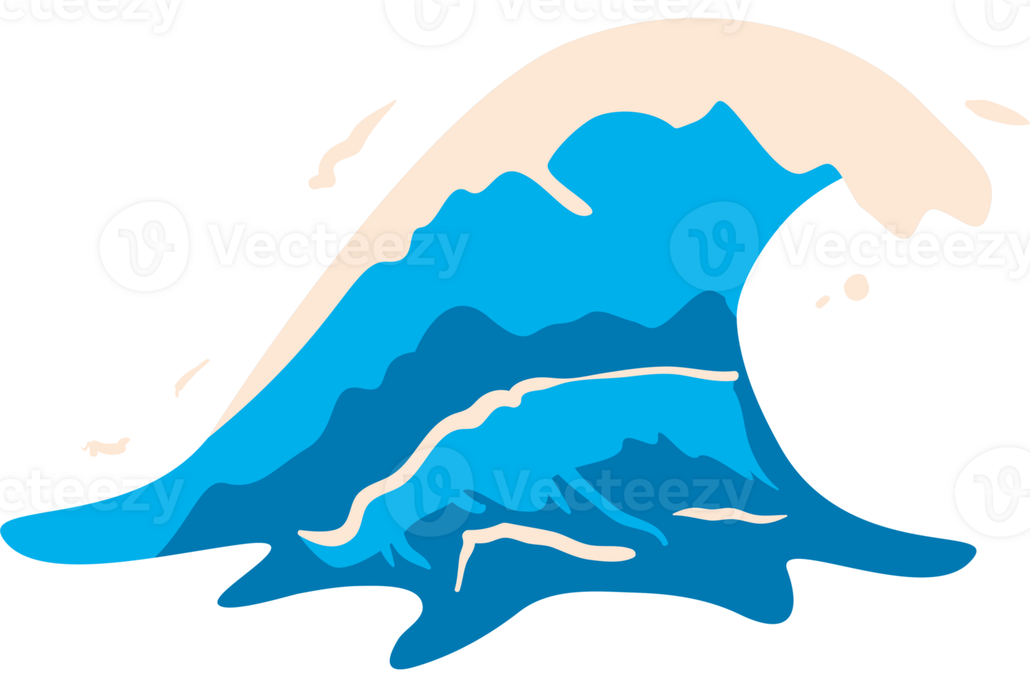 A cartoon wave crashing into the ocean png