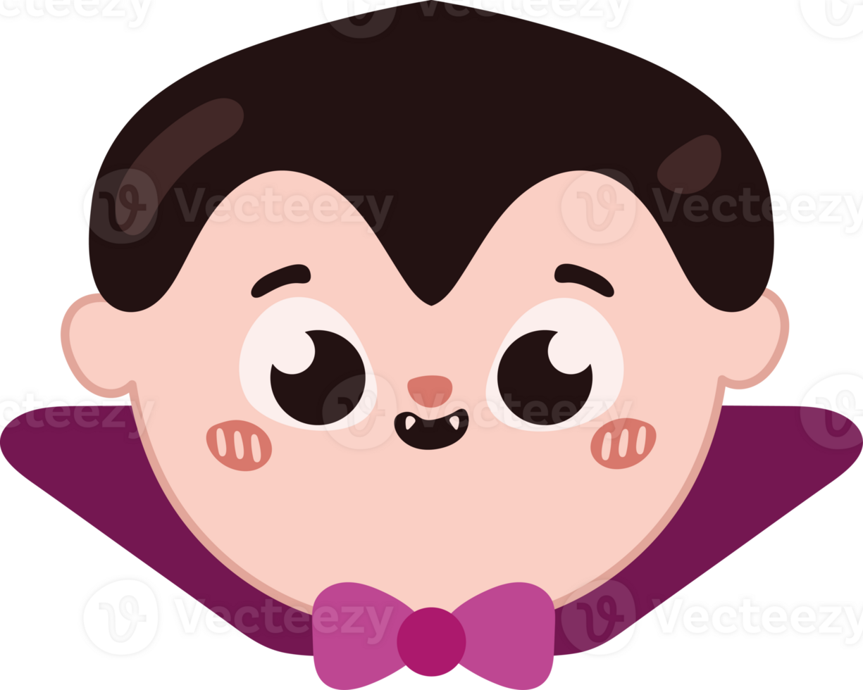 A cartoon vampire face with a bow tie png
