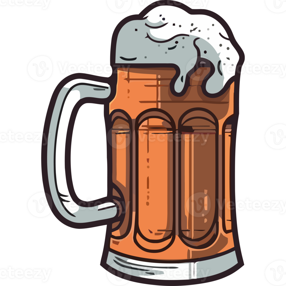 Beer mug with foam and foam on top png