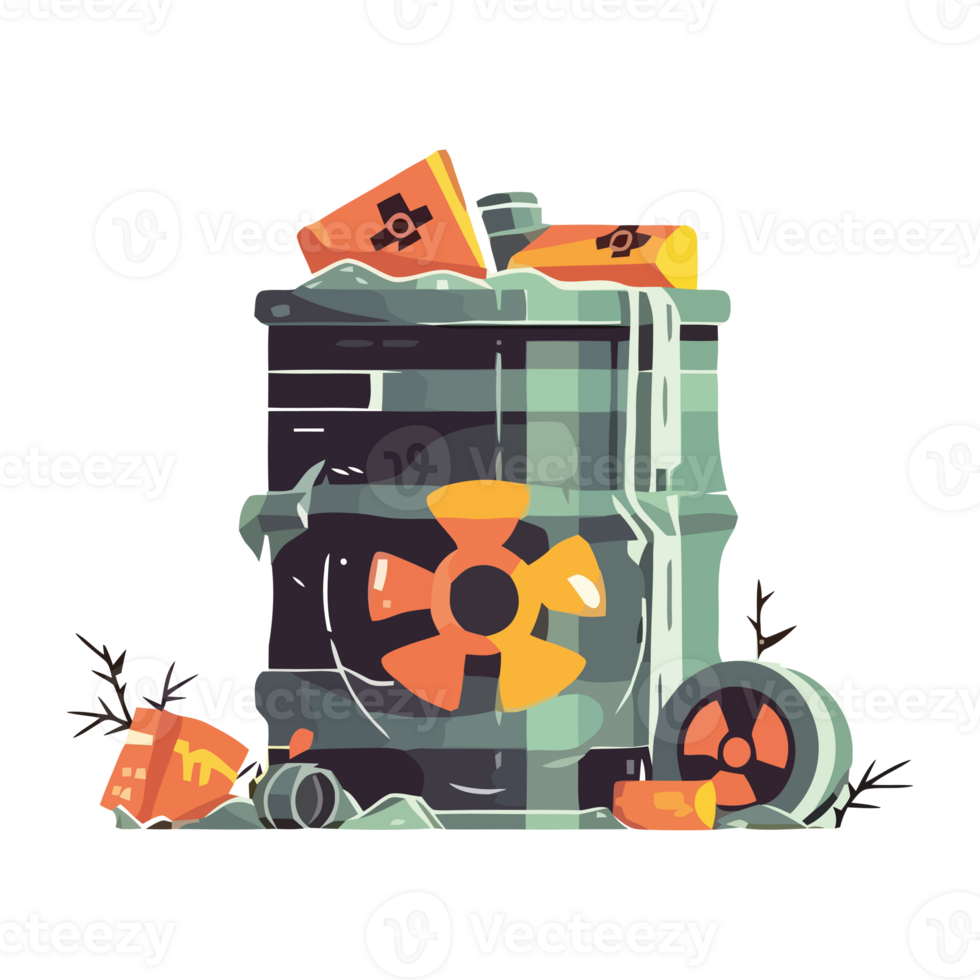 A cartoon illustration of a radioactive waste can png